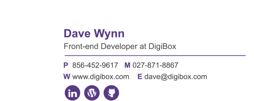 Dave Wynn DigiBox contact information and social links.