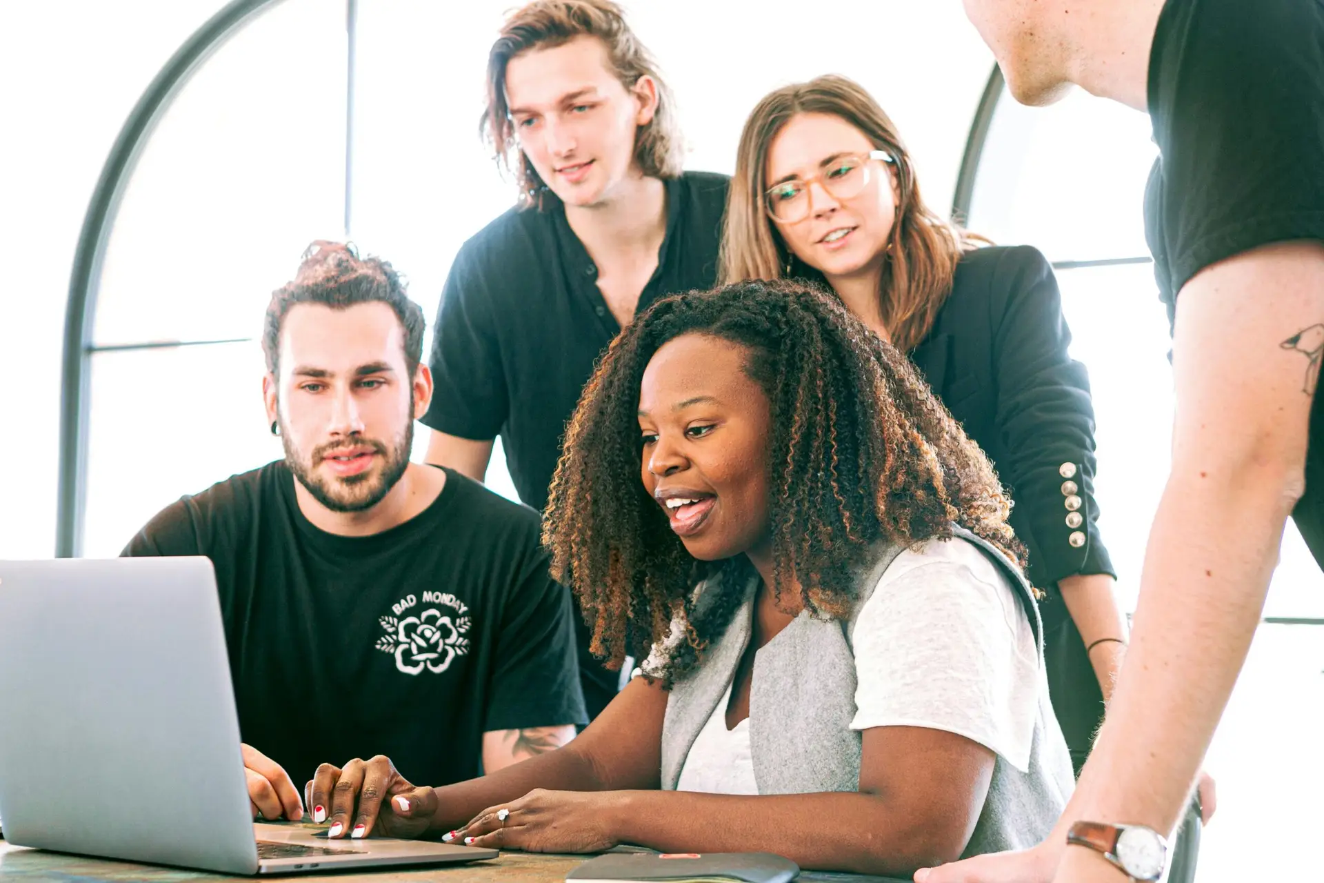 Small Business team reviewing her Free Website Mockup