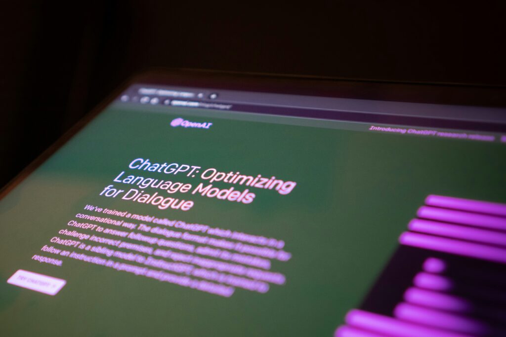 ChatGPT website screen displaying dialogue optimization.